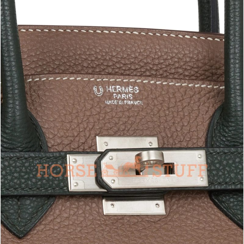 Hermès Birkin 30 Special Order HSS Etoupe / Vert Fonce Togo BPHW