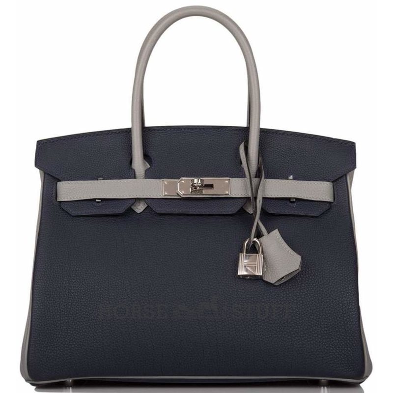 Hermès Birkin 30 Special Order HSS Blue Nuit / Gris Mouette Togo PHW