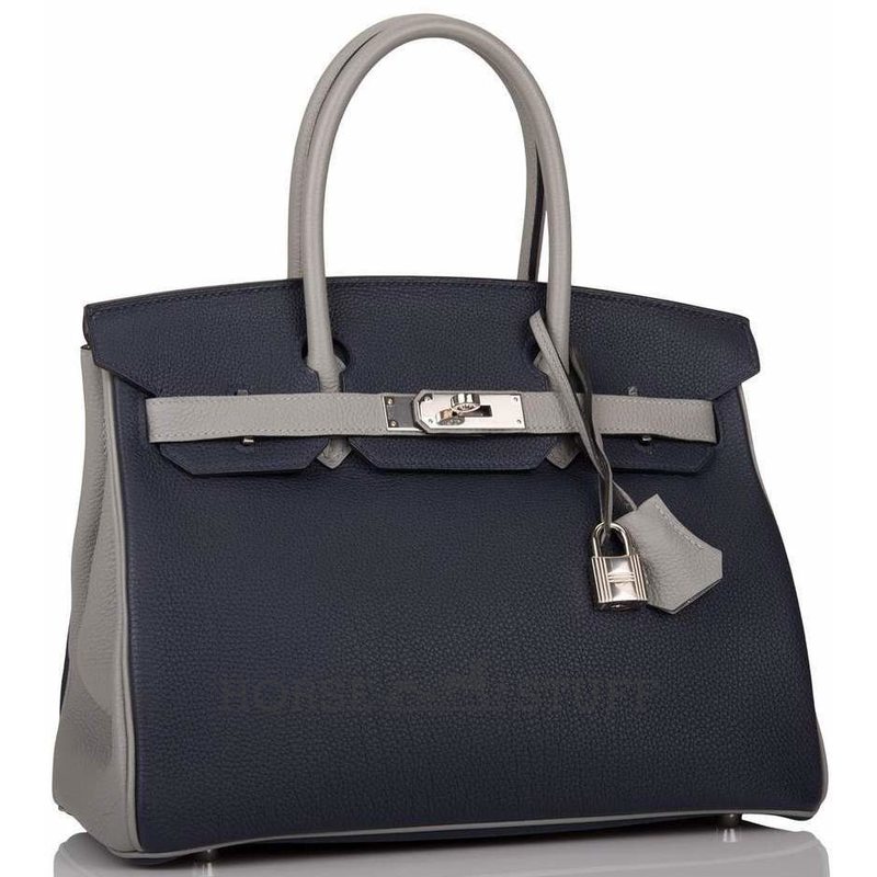 Hermès Birkin 30 Special Order HSS Blue Nuit / Gris Mouette Togo PHW