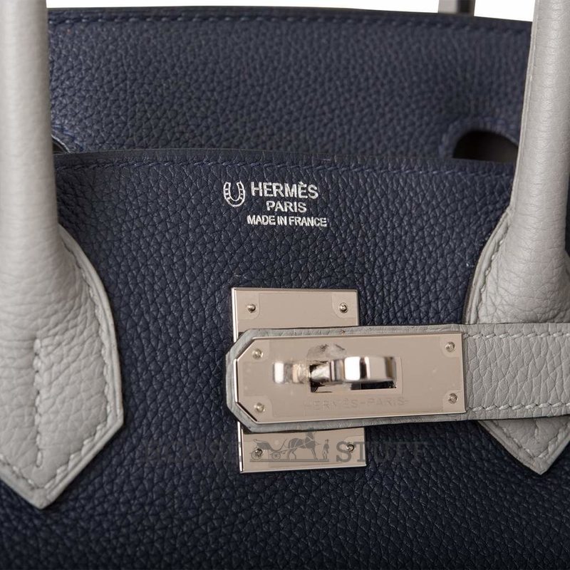 Hermès Birkin 30 Special Order HSS Blue Nuit / Gris Mouette Togo PHW