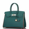 Hermès Birkin 30 Special Order HSS Malachite / Orange Poppy Togo Permabrass