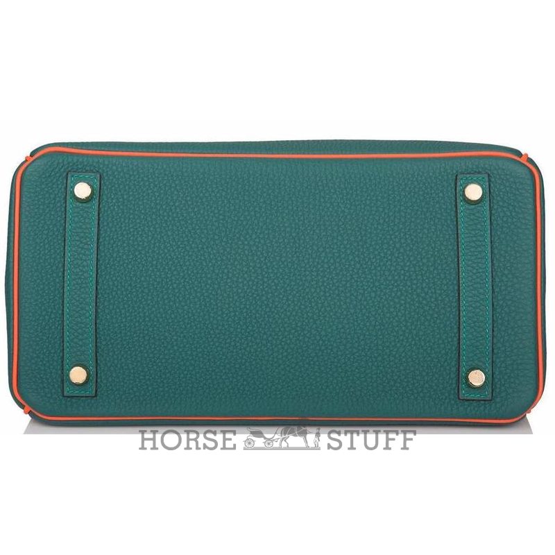 Hermès Birkin 30 Special Order HSS Malachite / Orange Poppy Togo Permabrass