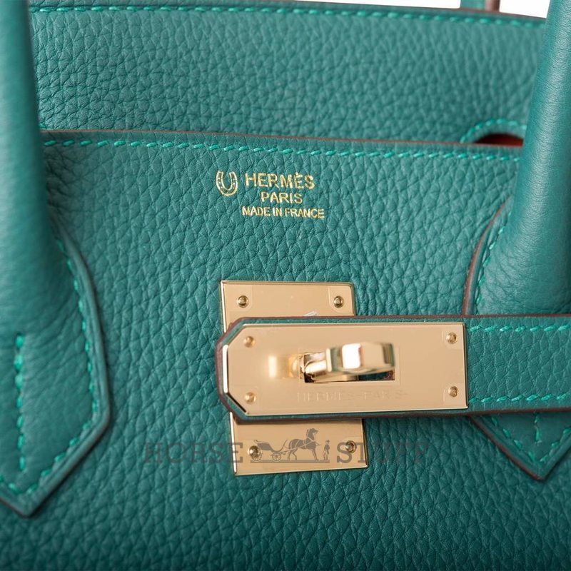 Hermès Birkin 30 Special Order HSS Malachite / Orange Poppy Togo Permabrass
