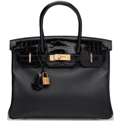 Hermès Birkin 30 Touch Black Novillo / Black Lisse Crocodile Niloticus RGHW