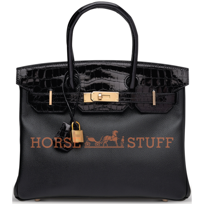 Hermès Birkin 30 Touch Black Novillo / Black Lisse Crocodile Niloticus RGHW