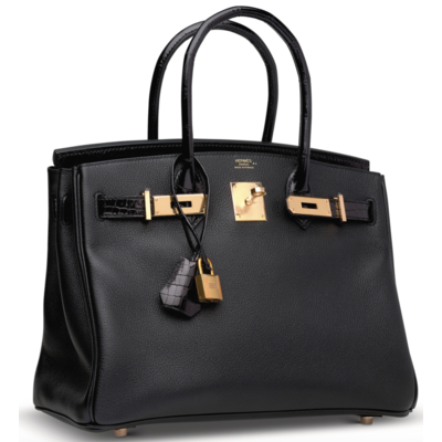 Hermès Birkin 30 Touch Black Novillo / Black Lisse Crocodile Niloticus RGHW