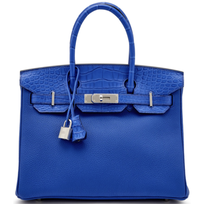 Hermès Birkin 30 Touch Blue Royal Togo / Blue Royal Matte Crocodile Alligator PHW