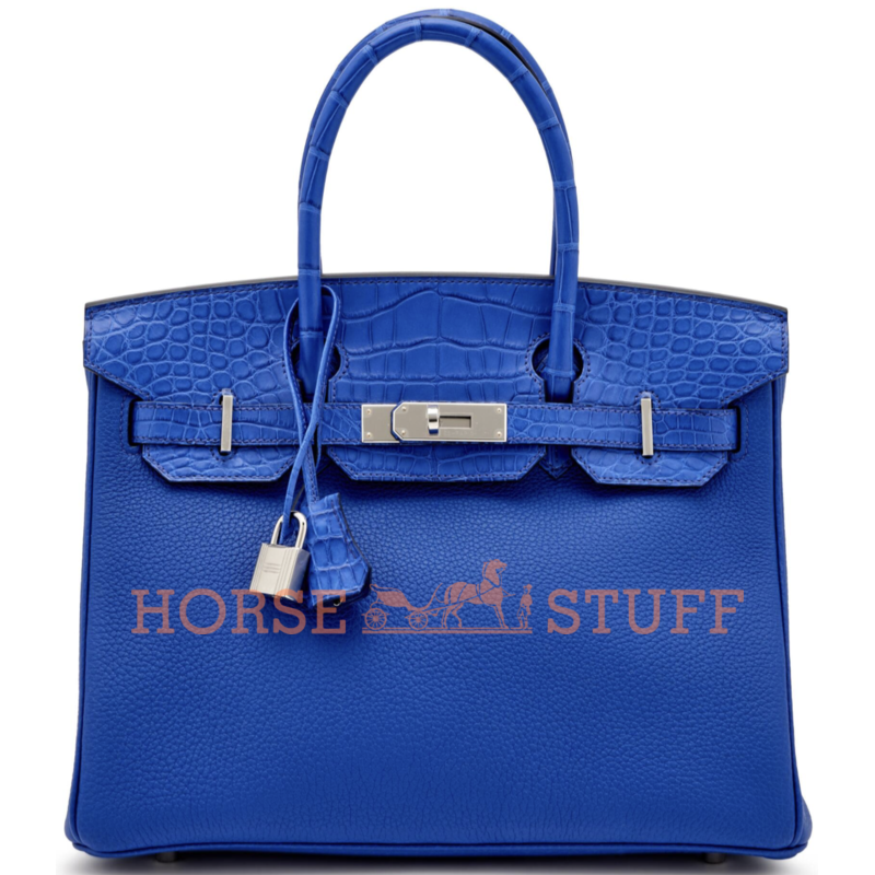 Hermès Birkin 30 Touch Blue Royal Togo / Blue Royal Matte Crocodile Alligator PHW