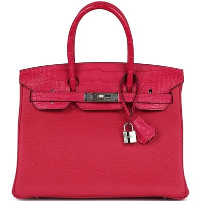 Hermès Birkin 30 Touch Framboise Togo / Matte Crocodile Alligator PHW