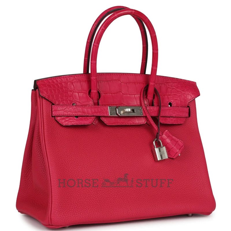 Hermès Birkin 30 Touch Framboise Togo / Matte Crocodile Alligator PHW