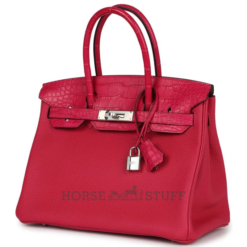 Hermès Birkin 30 Touch Framboise Togo / Matte Crocodile Alligator PHW
