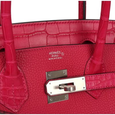 Hermès Birkin 30 Touch Framboise Togo / Matte Crocodile Alligator PHW