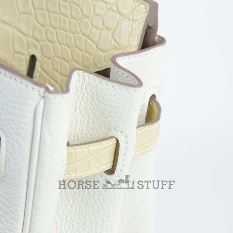 Hermès Birkin 30 Touch Mushroom Togo / Vanilla Matte Crocodile Alligator GHW