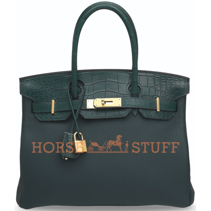 Hermès Birkin 30 Touch Vert Cypress Togo / Vert Cypress Matte Crocodile Alligator GHW