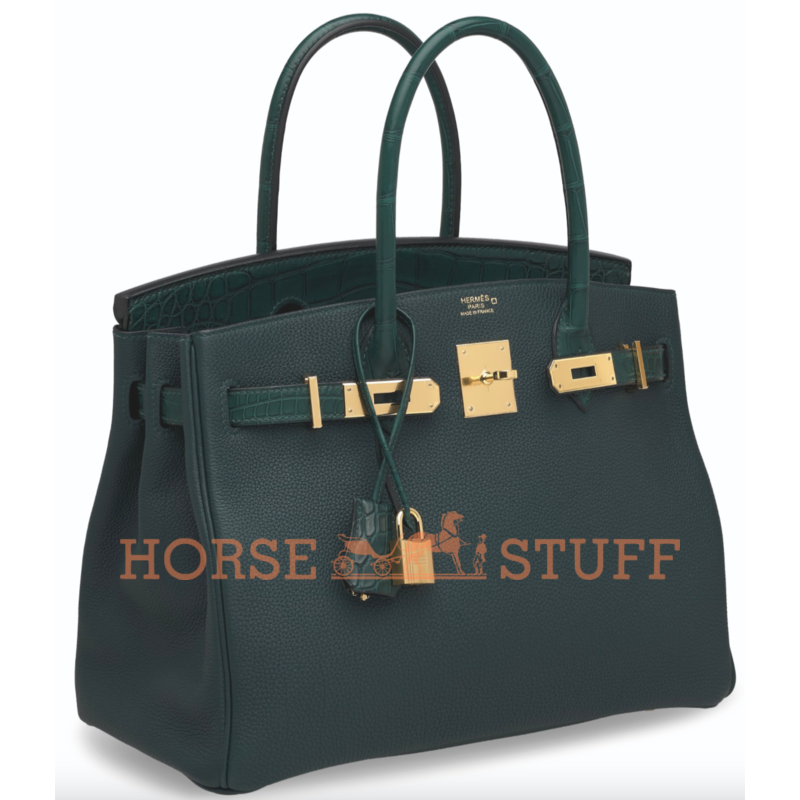 Hermès Birkin 30 Touch Vert Cypress Togo / Vert Cypress Matte Crocodile Alligator GHW