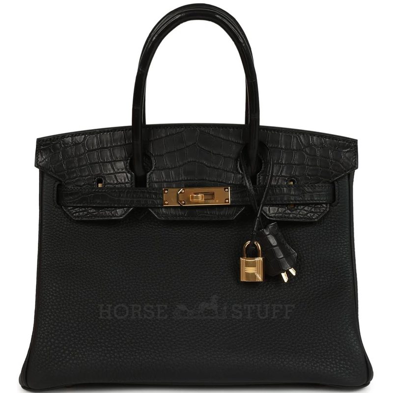 Hermès Birkin 30 Touch Black Togo / Matte Crocodile Niloticus GHW