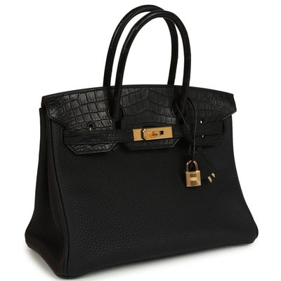 Hermès Birkin 30 Touch Black Togo / Matte Crocodile Niloticus GHW