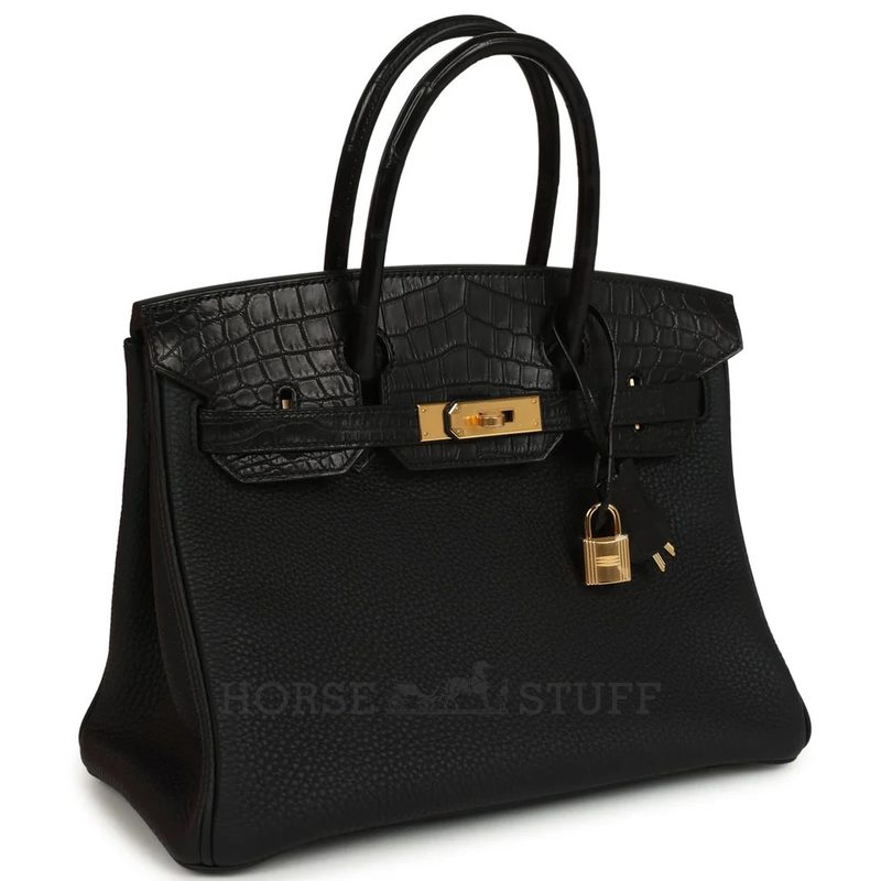 Hermès Birkin 30 Touch Black Togo / Matte Crocodile Niloticus GHW