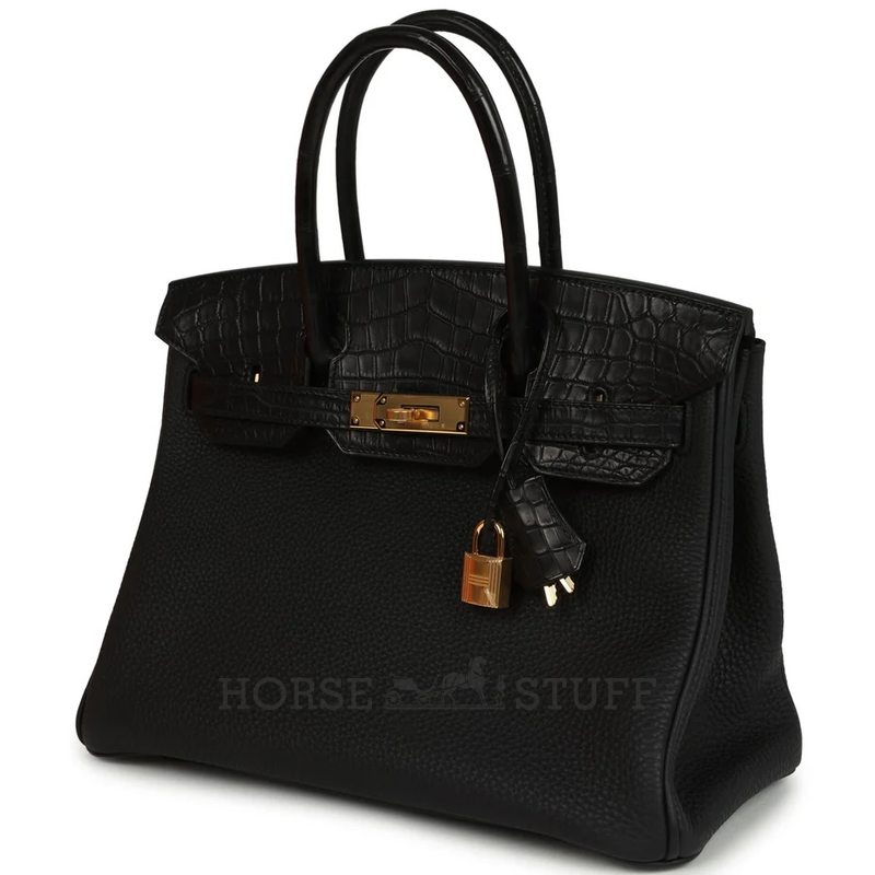 Hermès Birkin 30 Touch Black Togo / Matte Crocodile Niloticus GHW