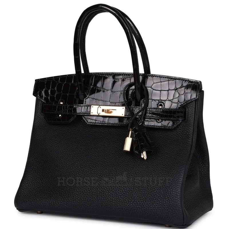 Hermès Birkin 30 Touch Black Togo / Black Shiny Crocodile Niloticus RGHW