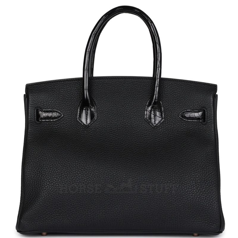 Hermès Birkin 30 Touch Black Togo / Black Shiny Crocodile Niloticus RGHW