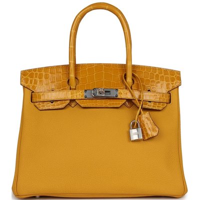 Hermès Birkin 30 Touch Jaune Ambre Togo / Shiny Crocodile Niloticus PHW