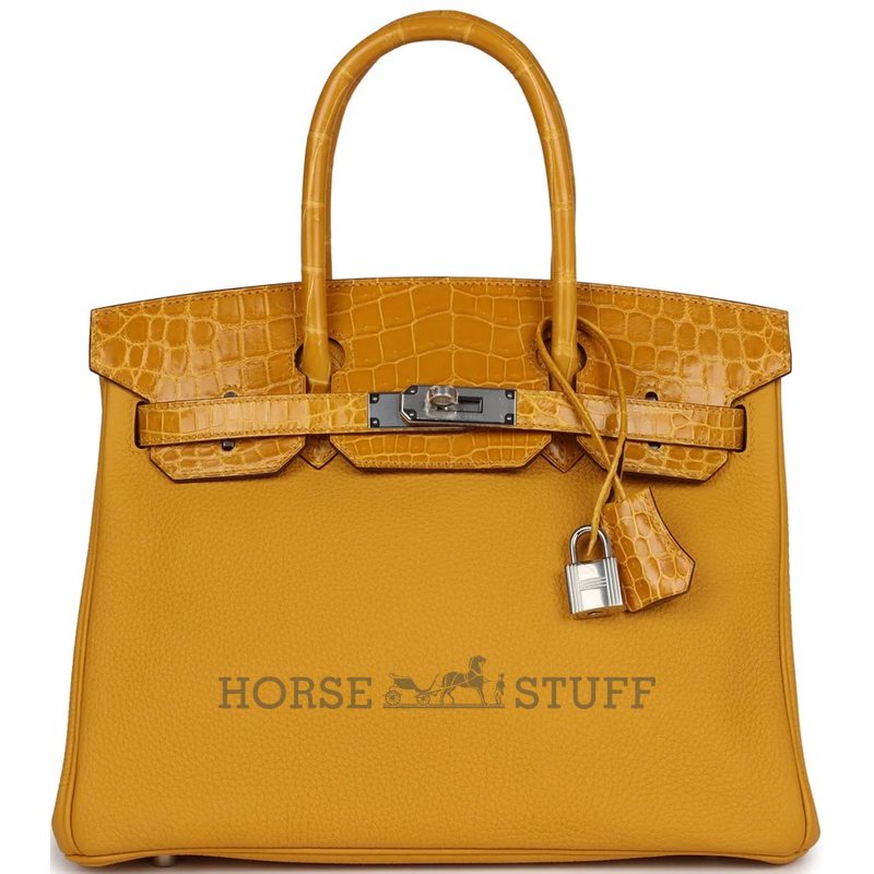 Hermès Birkin 30 Touch Jaune Ambre Togo / Shiny Crocodile Niloticus PHW
