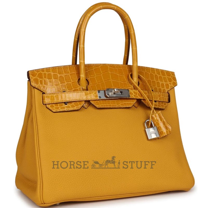 Hermès Birkin 30 Touch Jaune Ambre Togo / Shiny Crocodile Niloticus PHW