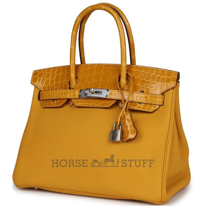 Hermès Birkin 30 Touch Jaune Ambre Togo / Shiny Crocodile Niloticus PHW