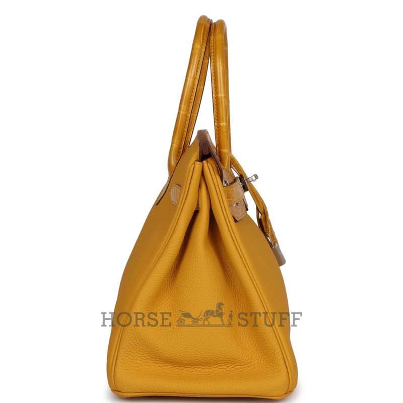 Hermès Birkin 30 Touch Jaune Ambre Togo / Shiny Crocodile Niloticus PHW