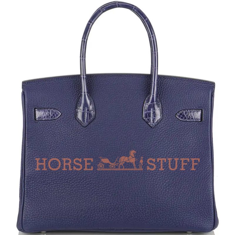 Hermès Birkin 30 Touch Blue Encre Togo / Blue Encre Lisse Crocodile Niloticus PHW