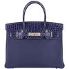 Hermès Birkin 30 Touch Blue Encre Togo / Blue Encre Lisse Crocodile Niloticus PHW