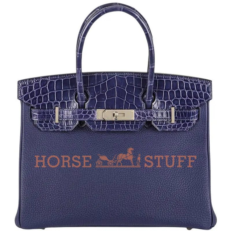 Hermès Birkin 30 Touch Blue Encre Togo / Blue Encre Lisse Crocodile Niloticus PHW