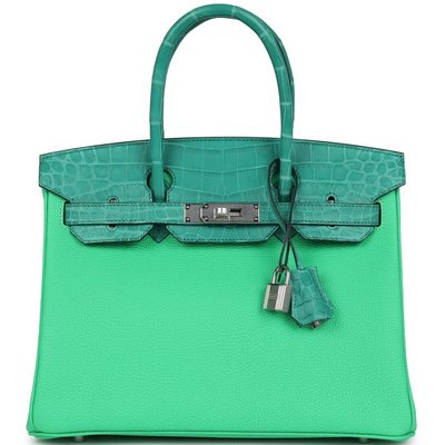 Hermès Birkin 30 Touch Vert Comics Togo / Vert Jade Matte Crocodile Niloticus PHW
