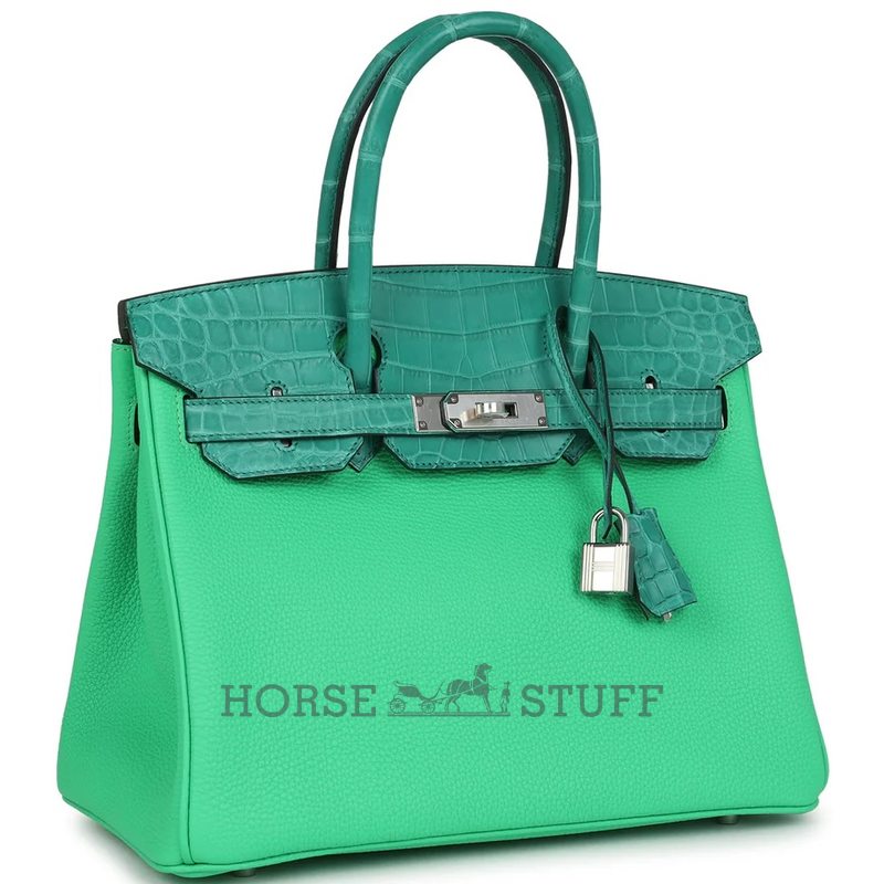 Hermès Birkin 30 Touch Vert Comics Togo / Vert Jade Matte Crocodile Niloticus PHW