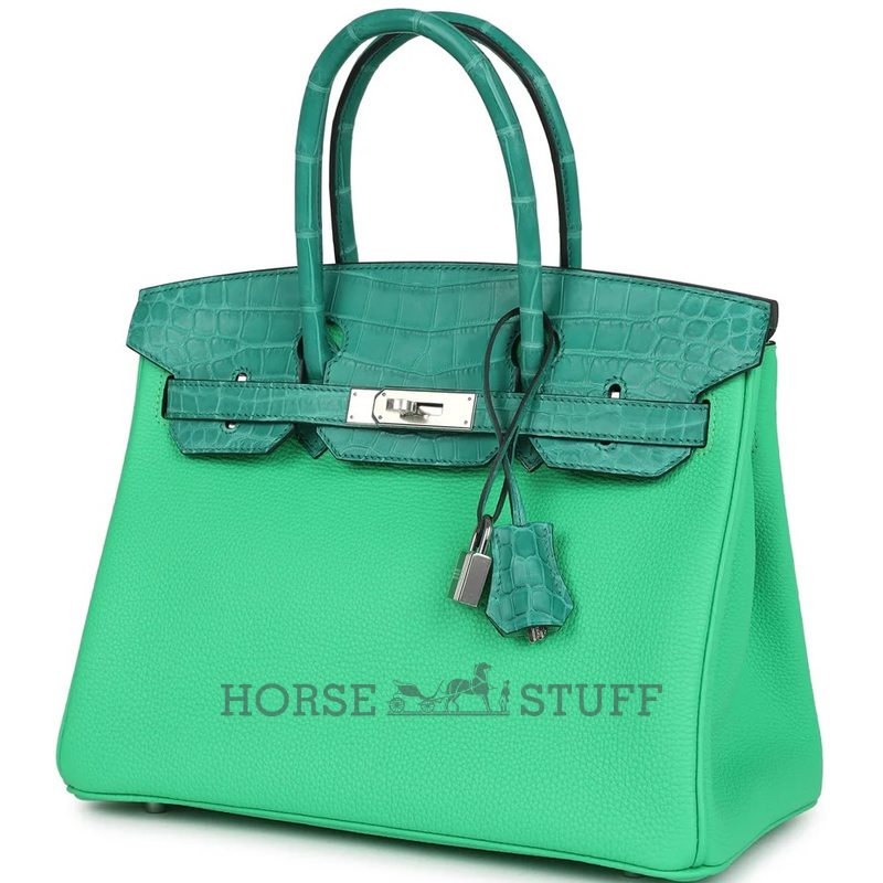 Hermès Birkin 30 Touch Vert Comics Togo / Vert Jade Matte Crocodile Niloticus PHW