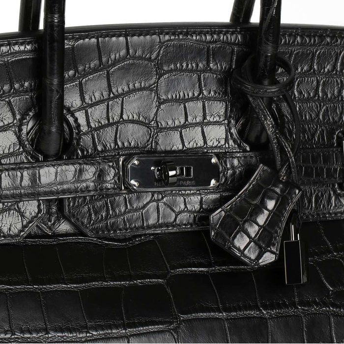 Hermes Limited Edition 35cm So Black Matte Alligator Birkin Bag, Lot  #58155