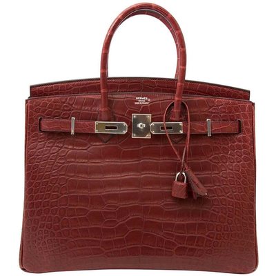 Hermès Birkin 35 Bourgogne Matte Crocodile Alligator PHW