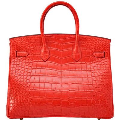 Hermès Birkin 35 Geranium Matte Crocodile Alligator GHW