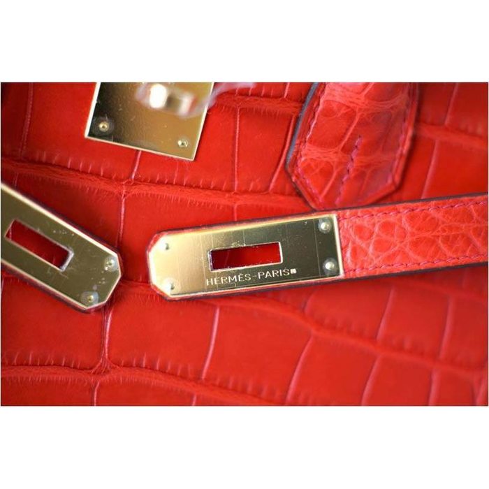 HERMES KELLY 25 CROCODILE GERANIUM