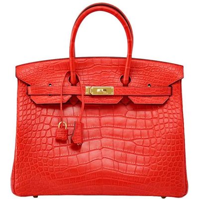 Hermès Birkin 35 Geranium Matte Crocodile Alligator GHW