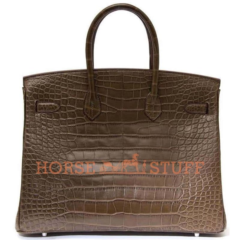 Hermès Birkin 35 Gris Elephant Matte Crocodile Alligator PHW