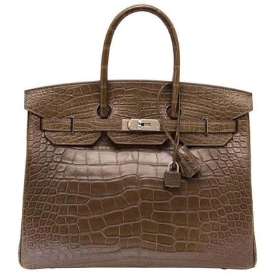 Hermès Birkin 35 Gris Elephant Matte Crocodile Alligator PHW