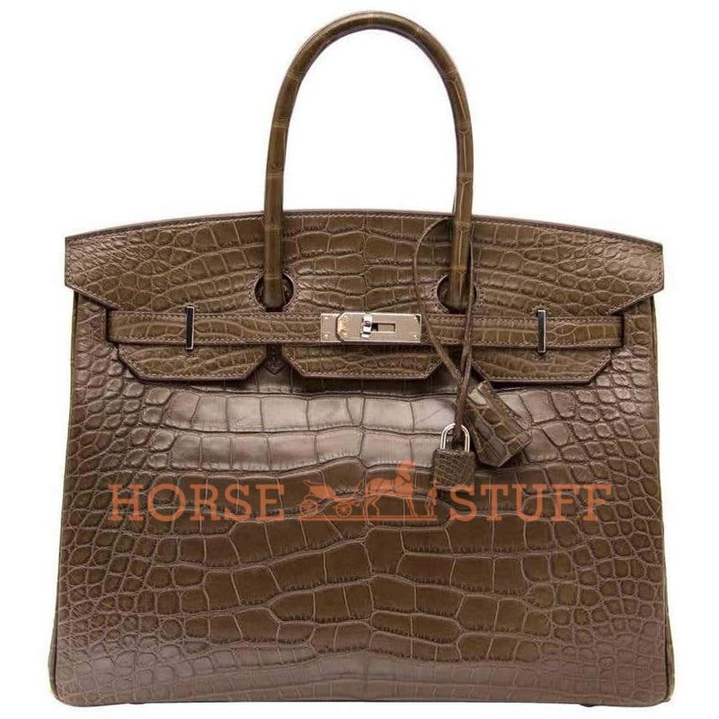 Hermès Birkin 35 Gris Elephant Matte Crocodile Alligator PHW