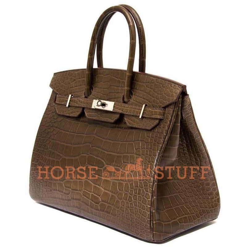 Hermès Birkin 35 Gris Elephant Matte Crocodile Alligator PHW