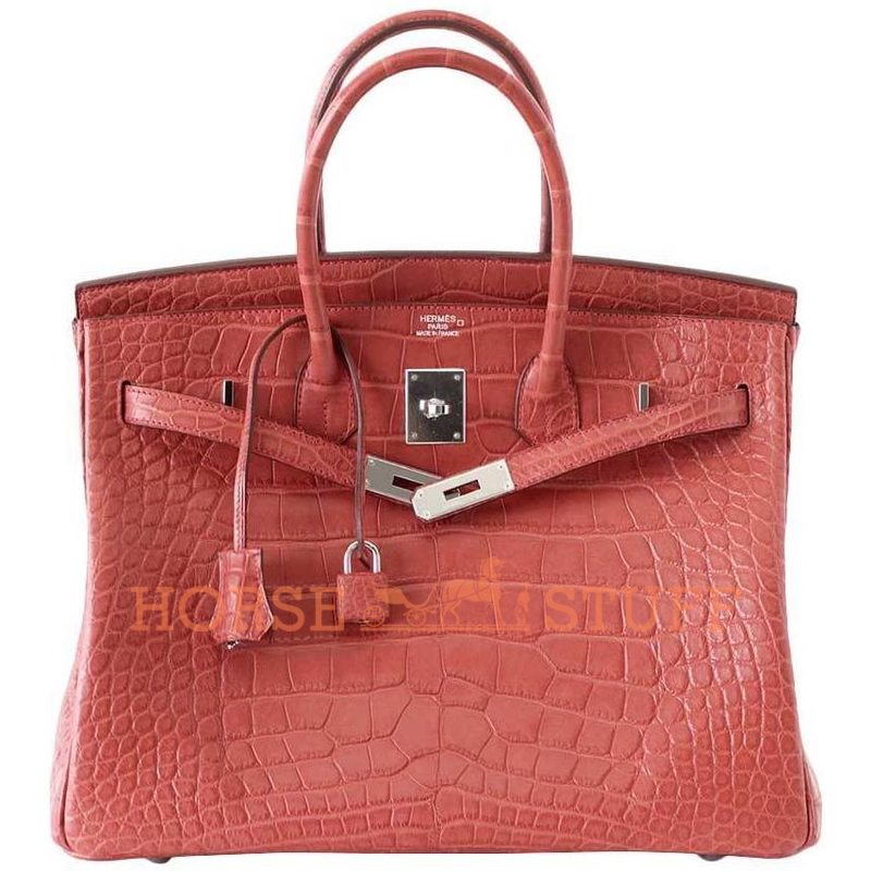 Hermès Birkin 35 Rose Indienne Matte Crocodile Alligator PHW