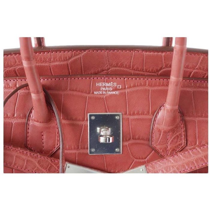 Hermes 35cm Matte Rouge Indienne Alligator Birkin Bag with