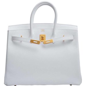 Hermes Birkin 25 Limited Edition Blanc Casse Lizard Bag Gold Hardware