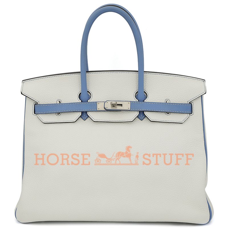 Hermès Birkin 35 Special Order HSS White / Blue Paradise Clemence PHW