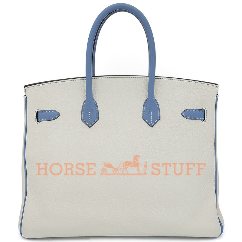 Hermès Birkin 35 Special Order HSS White / Blue Paradise Clemence PHW